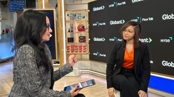 aloree Lantigua, Rising Star Global Winner, in interview with Judy Shaw at NYSE Floor Talk, New York, 2023